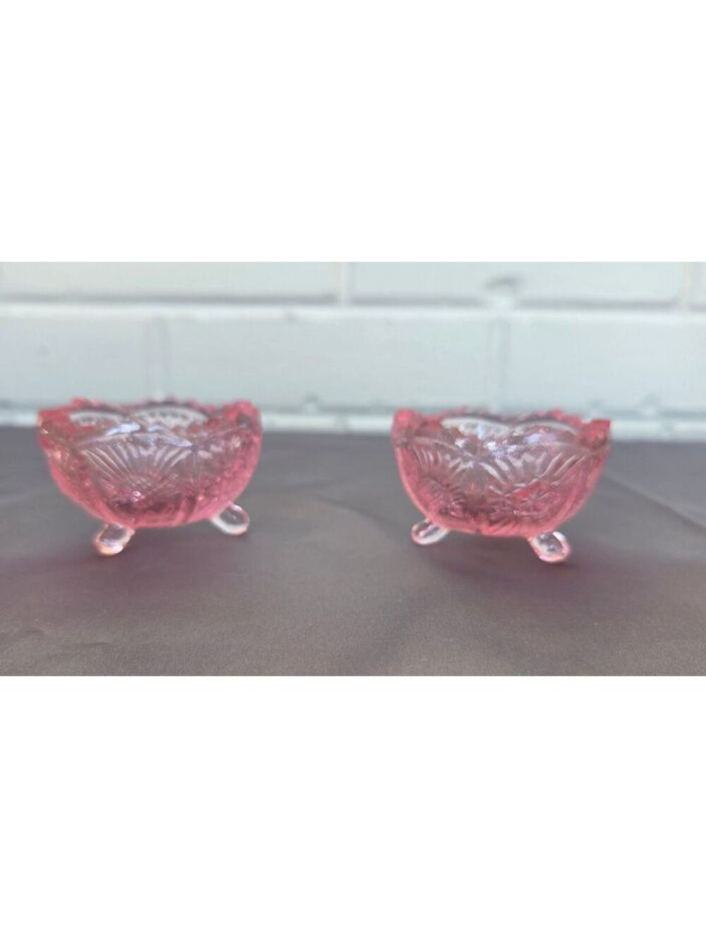 Vintage Pink Pressed Glass Salt Dips